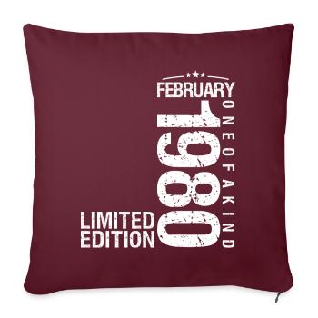 Février 1980 Février anniversaire January 1980 - Housse de coussin décorative 45 x 45 cm - bordeaux - Devant