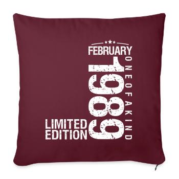 Février 1989 Février anniversaire February 1989 - Housse de coussin décorative 45 x 45 cm - bordeaux - Devant