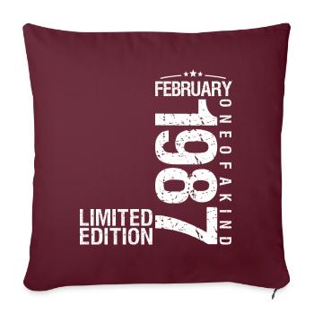 Février 1987 Février anniversaire January 1987 - Housse de coussin décorative 45 x 45 cm - bordeaux - Devant