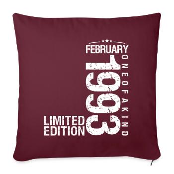 Février 1993 Février anniversaire January 1993 - Housse de coussin décorative 45 x 45 cm - bordeaux - Devant