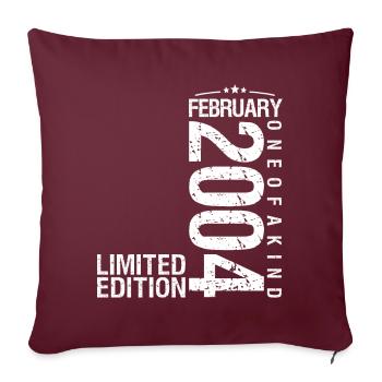 Février 2004 Février anniversaire February 2004 - Housse de coussin décorative 45 x 45 cm - bordeaux - Devant