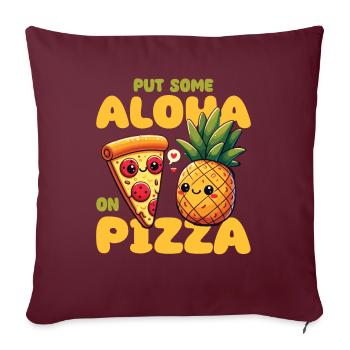 Pizza kawaii à l’ananas Chers meilleurs amis - Housse de coussin décorative 45 x 45 cm - bordeaux - Devant