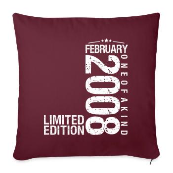 Février 2008 Février anniversaire February 2008 - Housse de coussin décorative 45 x 45 cm - bordeaux - Devant