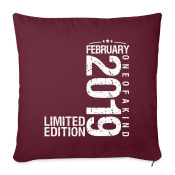 Février 2019 Février anniversaire February 2019 - Housse de coussin décorative 45 x 45 cm - bordeaux - Devant