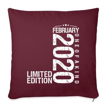 Février 2020 Février anniversaire February 2020 - Housse de coussin décorative 45 x 45 cm - bordeaux - Devant