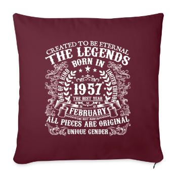 Février 1957 anniversaire 1957 Février année - Housse de coussin décorative 45 x 45 cm - bordeaux - Devant