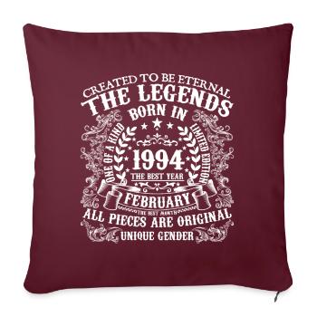 Février 1994 anniversaire 1994 Février année - Housse de coussin décorative 45 x 45 cm - bordeaux - Devant