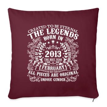 Février 2013 anniversaire 2013 Février année - Housse de coussin décorative 45 x 45 cm - bordeaux - Devant
