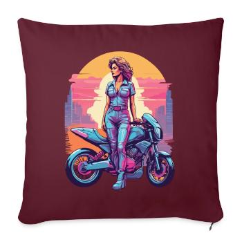 Vintage motard Vaporwave moto amour - Housse de coussin décorative 45 x 45 cm - bordeaux - Devant