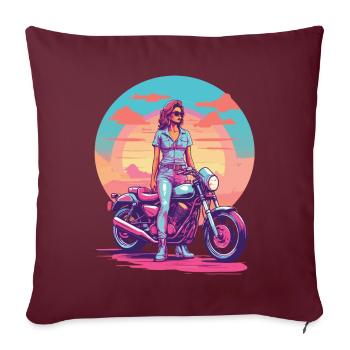 Style de motard moto rétro Vaporwave - Housse de coussin décorative 45 x 45 cm - bordeaux - Devant