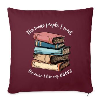 Stack of books . You love books - Sofa pillowcase 17,3'' x 17,3'' (45 x 45 cm) - burgundy - Front