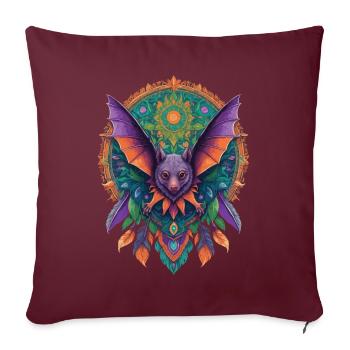 Flughund Mandala Traumfänger Design - Sofakissenbezug 45 x 45 cm - Burgunderrot - Vorne