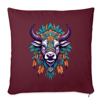 Conception de Mandala spirituel de vache - Housse de coussin décorative 45 x 45 cm - bordeaux - Devant
