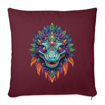Alligator Dream Catcher Mandala Design - Housse de coussin décorative 45 x 45 cm - bordeaux - Devant