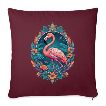 Flamant rose Dream Catcher plume coiffe Mandala Design - Housse de coussin décorative 45 x 45 cm - bordeaux - Devant