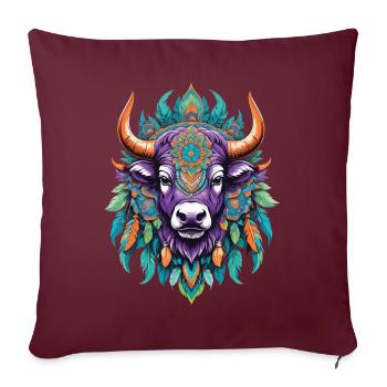 Vache spirituel Mandala Dream Catcher Design - Housse de coussin décorative 45 x 45 cm - bordeaux - Devant