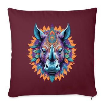 Rhinocéros spirituel Dream Catcher Mandala Design - Housse de coussin décorative 45 x 45 cm - bordeaux - Devant