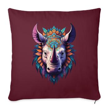 Rhinocéros Mandala Dream Catcher Design - Housse de coussin décorative 45 x 45 cm - bordeaux - Devant