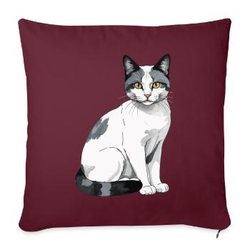Chats domestiques, Propriétaire, Chat mignon, Chats, Dame - Housse de coussin décorative 45 x 45 cm - bordeaux - Devant