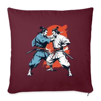 Samurai Bild Retro Samurai Ukiyo-E Vintage Design - Sofakissenbezug 45 x 45 cm - Burgunderrot - Vorne