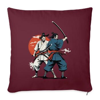 Photo de samouraï Ukiyo-E Retro Vintage Design - Housse de coussin décorative 45 x 45 cm - bordeaux - Devant