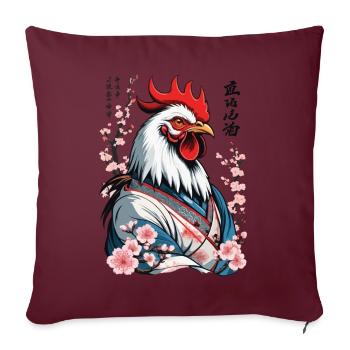 Samurai Bild Retro Design Hahn Kampfkunst - Sofakissenbezug 45 x 45 cm - Burgunderrot - Vorne