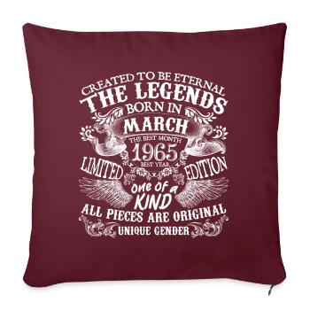 Mars 1965 anniversaire 1965 Mars meilleure année - Housse de coussin décorative 45 x 45 cm - bordeaux - Devant