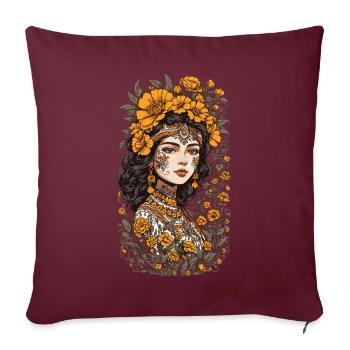 Blumen Deko Vintage Ästhetische Streetwear Design - Sofakissenbezug 45 x 45 cm - Burgunderrot - Vorne