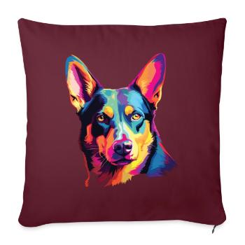 Aquarelle colorée Australian Kelpie - Housse de coussin décorative 45 x 45 cm - bordeaux - Devant
