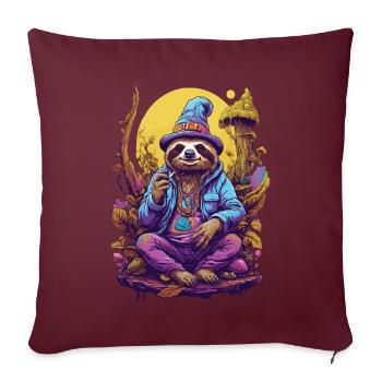 Paresseux Art psychédélique Woodland Mushrooms Music Festival - Housse de coussin décorative 45 x 45 cm - bordeaux - Devant