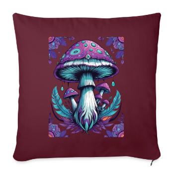 Illumination spirituelle du mandala du champignon - Housse de coussin décorative 45 x 45 cm - bordeaux - Devant