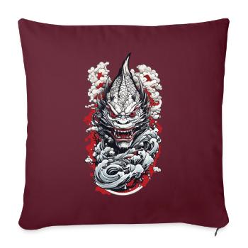 Monstre de mer esthétique Yokai Oni Japon Vintage - Housse de coussin décorative 45 x 45 cm - bordeaux - Devant