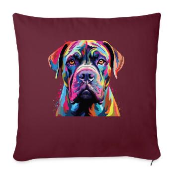Aquarelle colorée Boerboel - Housse de coussin décorative 45 x 45 cm - bordeaux - Devant