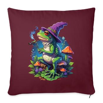 Festival de musique d'art psychédélique Magic Frog - Housse de coussin décorative 45 x 45 cm - bordeaux - Devant
