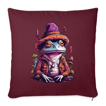 Magic Frog Musique de champignons forestiers psychédéliques - Housse de coussin décorative 45 x 45 cm - bordeaux - Devant