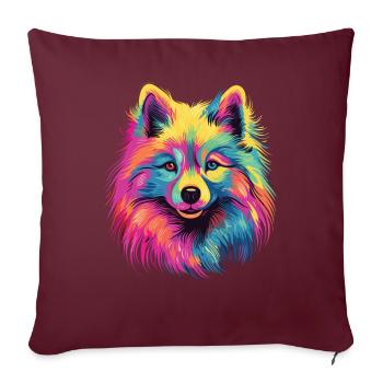 Wasserfarben Farbenfroher Japan Spitz - Sofakissenbezug 45 x 45 cm - Burgunderrot - Vorne