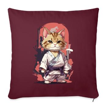 Arts Martiaux Chat Karaté Drôle D’autodéfense - Housse de coussin décorative 45 x 45 cm - bordeaux - Devant