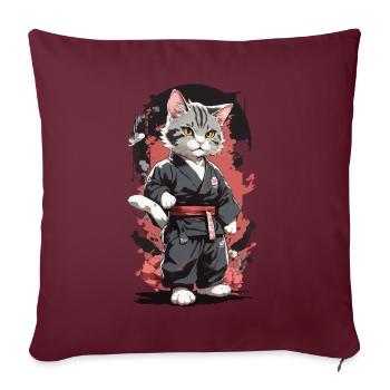 Karaté Chat Arts Martiaux Drôle Autodéfense - Housse de coussin décorative 45 x 45 cm - bordeaux - Devant