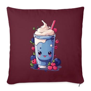 Baies Milkshake Fun Kawaii Anime Design - Housse de coussin décorative 45 x 45 cm - bordeaux - Devant