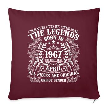 Avril 1967 anniversaire 1967 Avril année - Housse de coussin décorative 45 x 45 cm - bordeaux - Devant