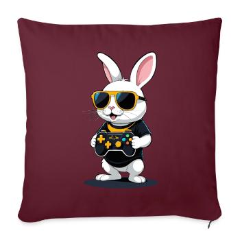 Lapin de Pâques Gamer & Gaming Streetwear Iconique - Housse de coussin décorative 45 x 45 cm - bordeaux - Devant