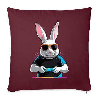 Lapin de Pâques Gamer et streetwear iconique de Pâques - Housse de coussin décorative 45 x 45 cm - bordeaux - Devant