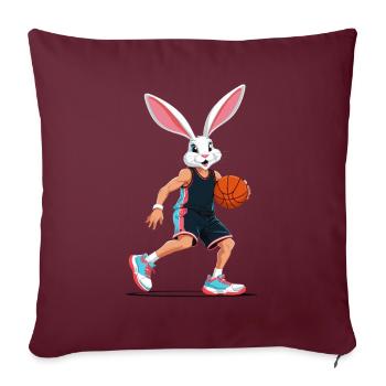 Joueur de basket-ball lapin de Pâques drôle streetwear - Housse de coussin décorative 45 x 45 cm - bordeaux - Devant