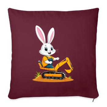 Lapin de Pâques Excavatrice Conducteur Drôle Oeufs De Pâques Creuser - Housse de coussin décorative 45 x 45 cm - bordeaux - Devant