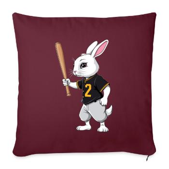 Joueur de baseball lapin de Pâques Streetwear Style - Housse de coussin décorative 45 x 45 cm - bordeaux - Devant