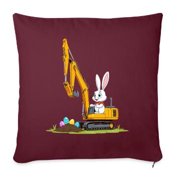Lapin de Pâques Excavatrice Conducteur Drôle Oeufs De Pâques Creuser - Housse de coussin décorative 45 x 45 cm - bordeaux - Devant