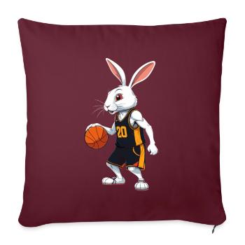 Joueur de basket-ball lapin de Pâques drôle streetwear - Housse de coussin décorative 45 x 45 cm - bordeaux - Devant