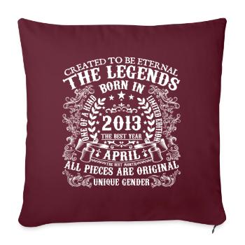 Avril 2013 anniversaire 2013 Avril année - Housse de coussin décorative 45 x 45 cm - bordeaux - Devant