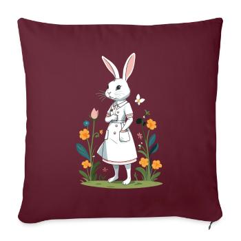 Infirmière lapin Lapin de Pâques Infirmière - Housse de coussin décorative 45 x 45 cm - bordeaux - Devant