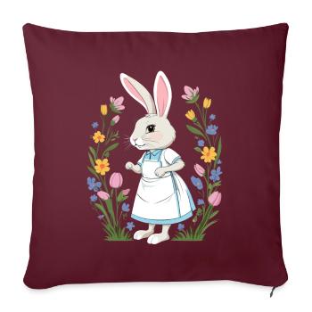Infirmière lapin Lapin de Pâques Infirmière - Housse de coussin décorative 45 x 45 cm - bordeaux - Devant